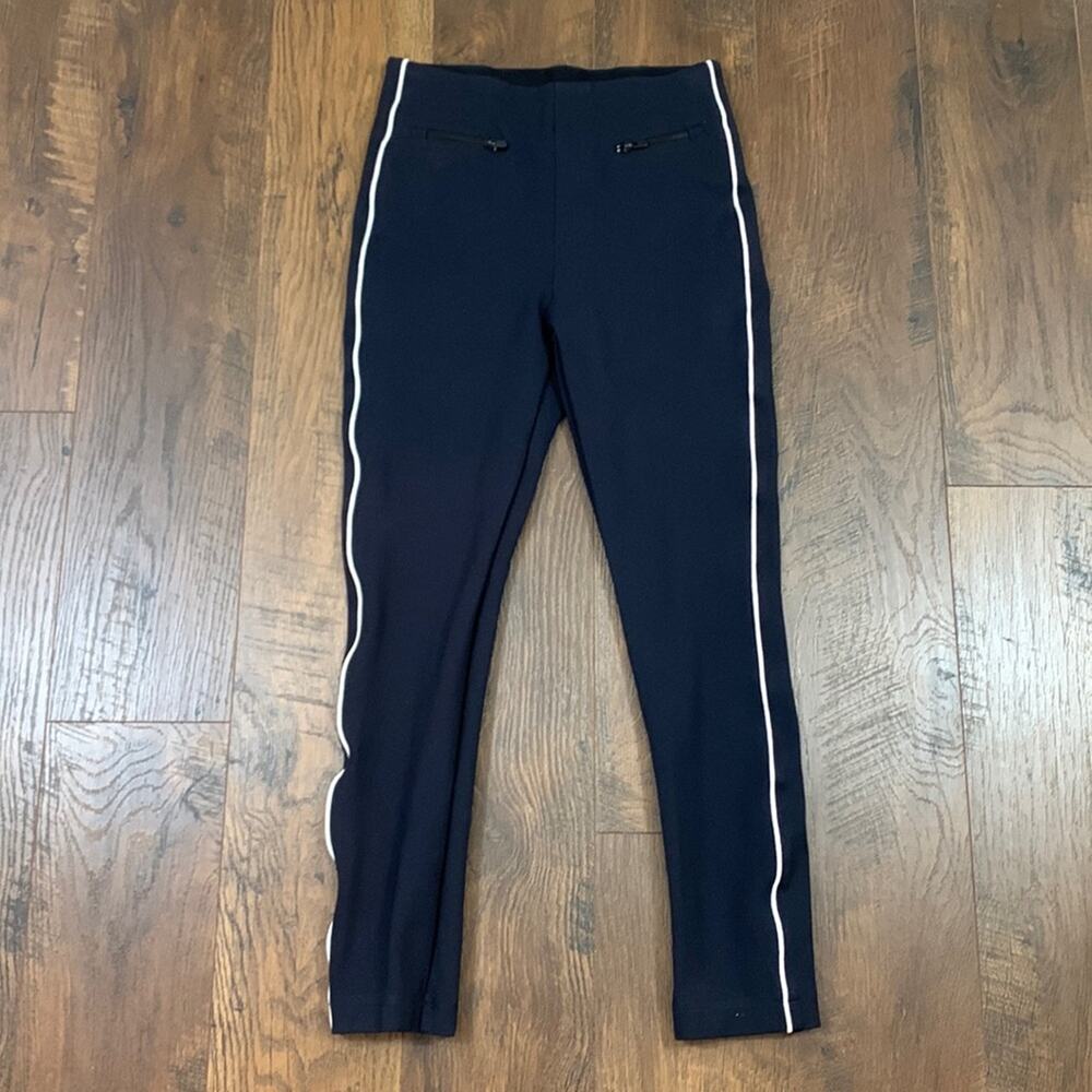 Spanx "The Perfect Pant Ankle Piped Skinny" Navy Blue - Picture 2 of 9